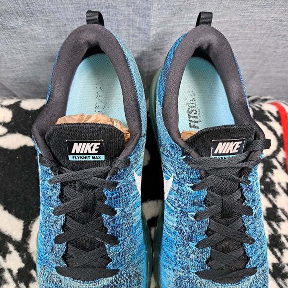 Size 11 Nike Flyknit Air Max Blue Lagoon Men Sneakers 620469-003 - Picture 11 of 13